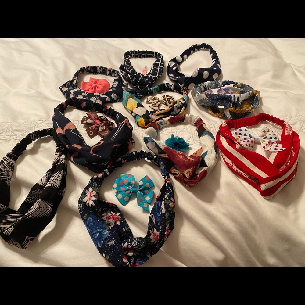 Girls Printed Cloth Headbands and Hair Clips